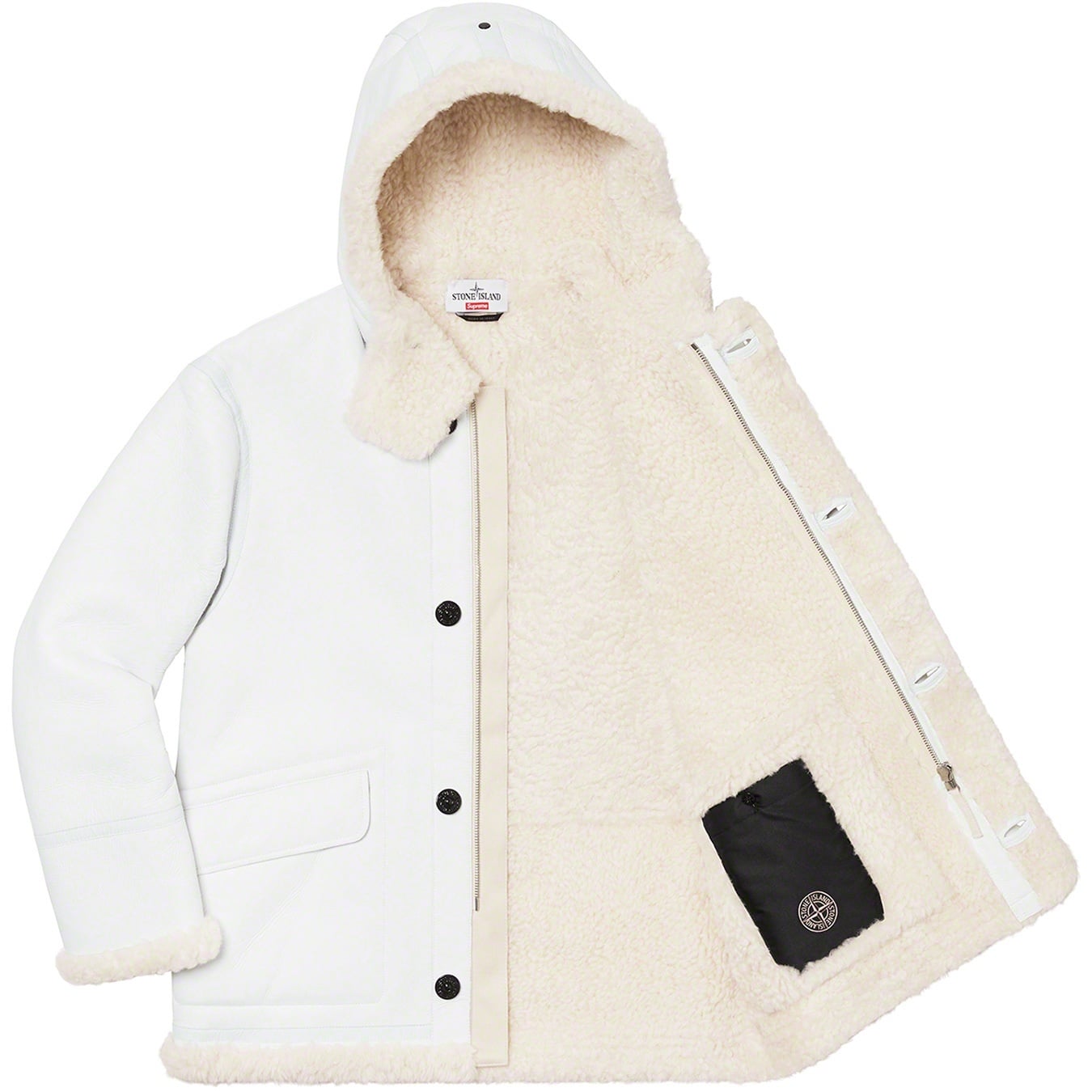 Supreme®/Stone Island® Hand-Painted Hooded Shearling Jacket view 7